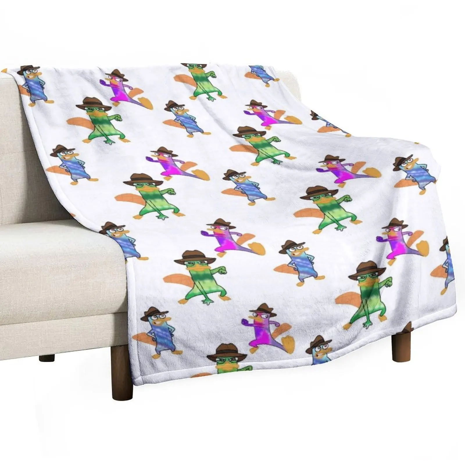 

Tie Dye Perry the Platypus Throw Blanket Bed Fashionable Plaid Summer Blankets