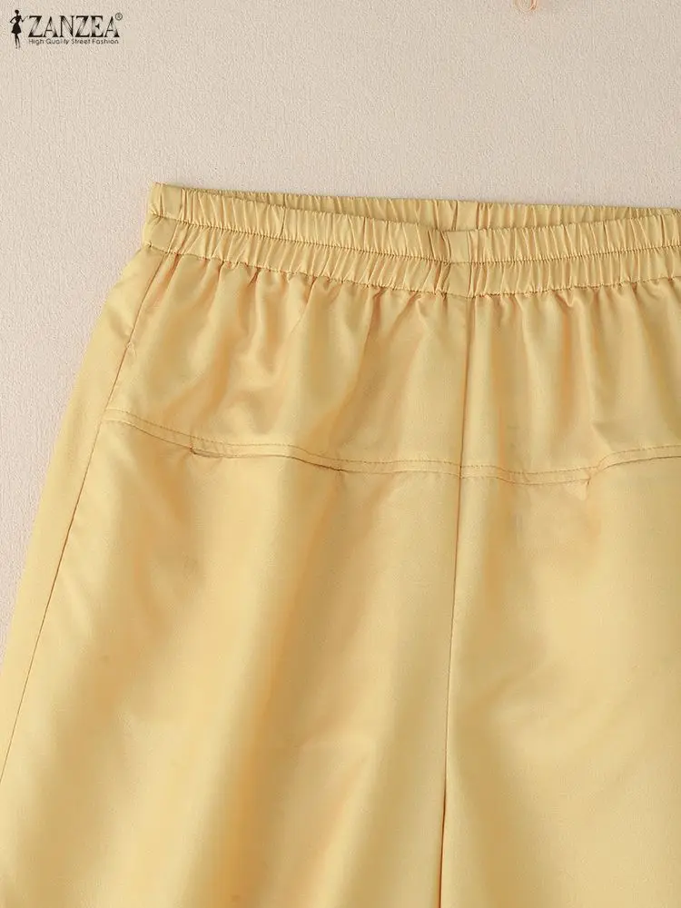 ZANZEA Womens Floral Printing Wide Leg Pants Elastic Waist Everyday Casual Loose Long Trousers Fall 2025 New Woman Clothes S-3XL