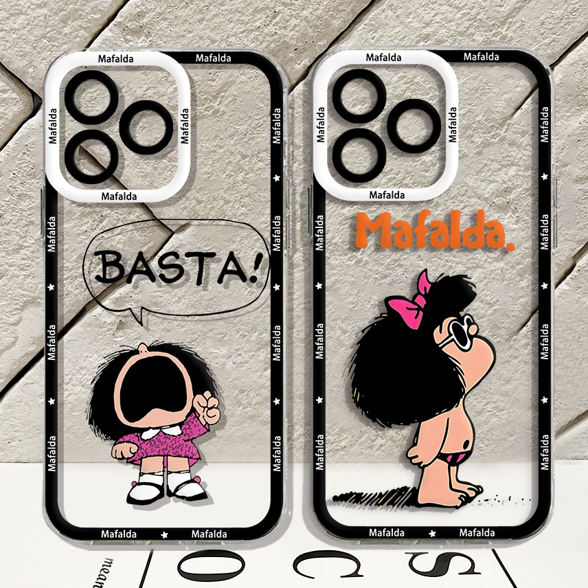 Cute Little Girl M-Mafaldas Phone Case For iPhone 15 14 13 12 11 Mini Pro Max X XR XSMax 6S 6 7 8 Plus SE20 Transparent Cover