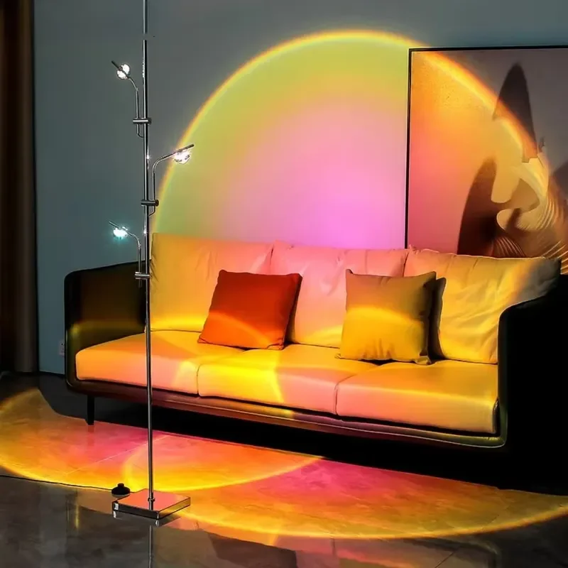 LED Sunset Projection Floor Lamp RGB Corner Light for Living Room Bedroom Home Decoration Ambient Lighting