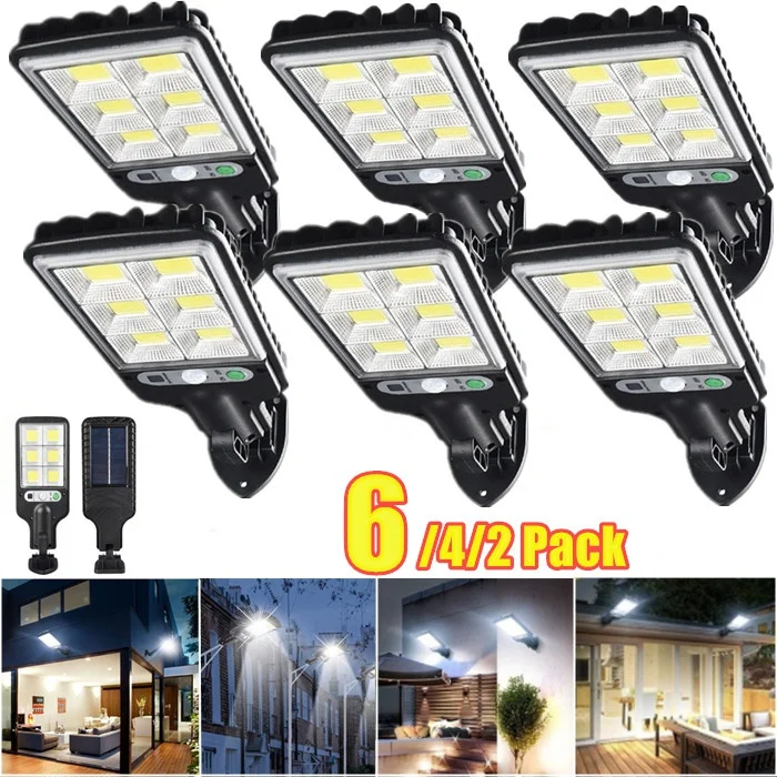 72COB Sensor Street Lamp 3 Light Modes Outdoor Waterproof Security Solar Lamps for Garden Patio Path Remote Control Light