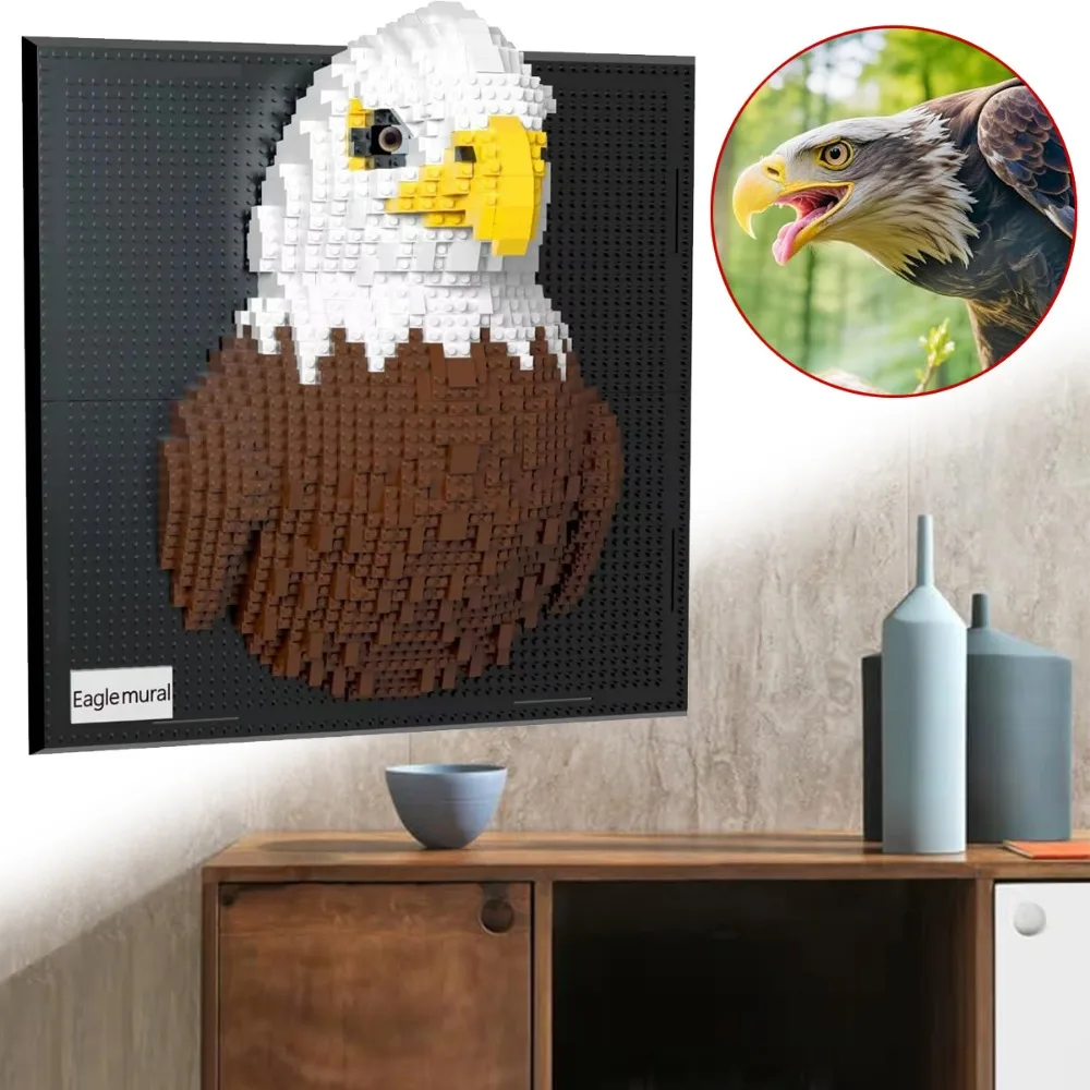 Set di micro mattoncini 3D per creare statue di animali, tra cui aquile, ideale per decorare le pareti di casa o come elemento decorativo da tavolo, perfetto per adulti e per creare un ambiente