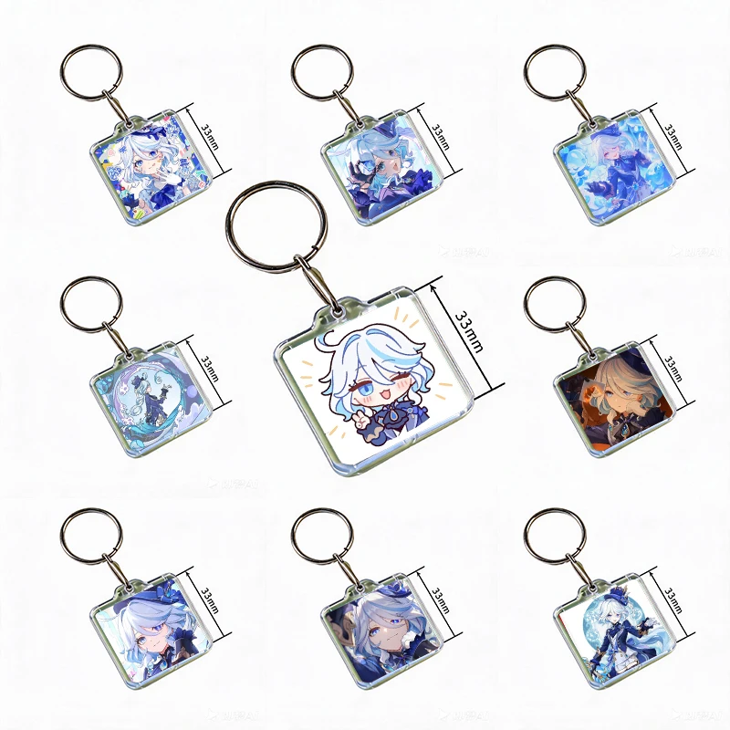 Genshin Impact Focalors Furina Acrylic Keychain Handmade Hanging for Clothes Backpack Decoration Accessories Gifts with Friends