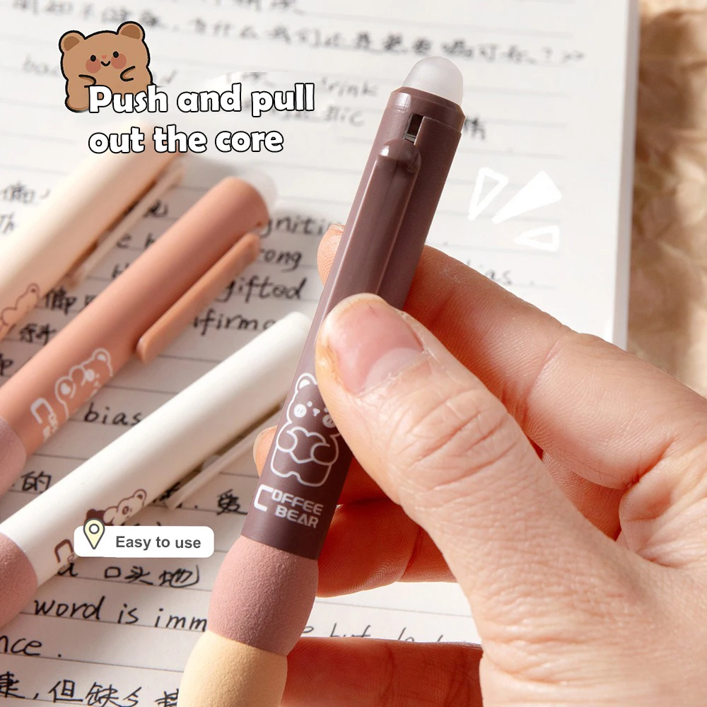 4Pcs Cartoon Erasable Gel Pens Kawaii Black Ink Quick-Drying Writing Smooth Elegant Neutral Pens Aesthetic Students Stationery image 6