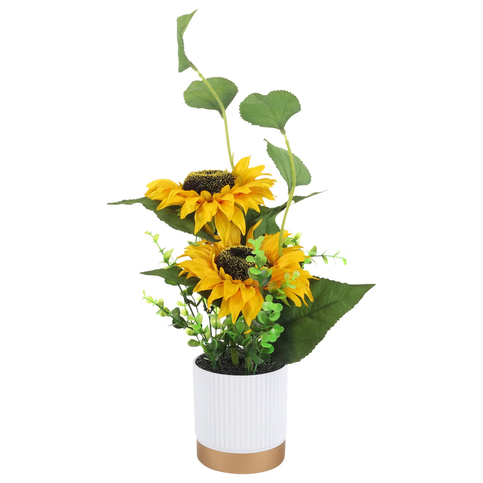 

Artificial Sunflower Bonsai 1 Piece Realistic Fake Potted Plant for Home Office Decor Indoor Desktop Adornment Ceramic Plastic