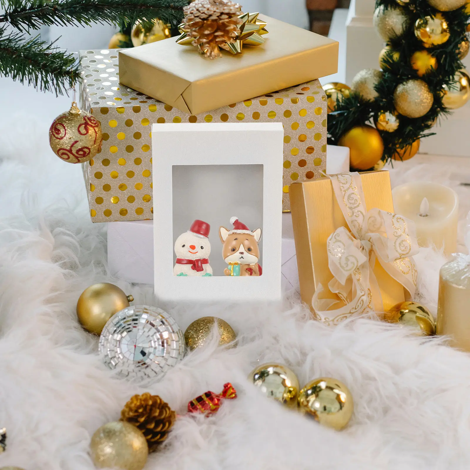10Pcs Eco Friendly Kraft Paper Candy Boxes with Clear Window Ideal for Wedding Birthday Christmas New Year Party Favor Boxes