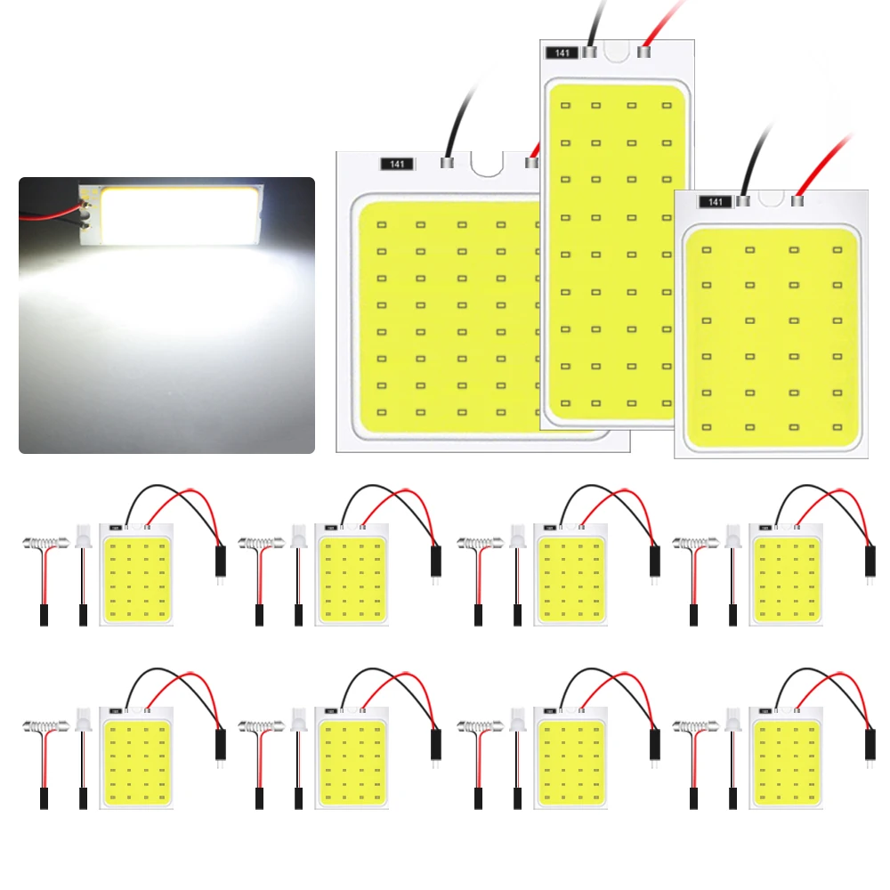 1/4/10 PCS T10 W5W LED Bulb C5W C10W Festoon 31/36/39/41mm LED COB 12V 24/36/48SMD White  Car Interior Dome Reading Turnk Lights