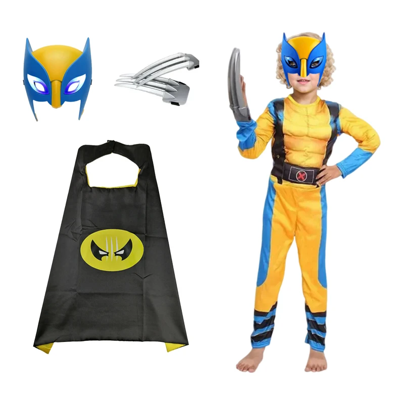 

Костюм для косплея Marvel Росомаха, комбинезон супергероя с мышцами, боди с когтями, маска, костюм на Хэллоуин, карнавал, вечерние фэнтезийные наряды