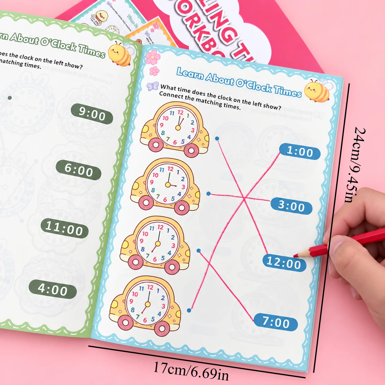 Preschool Telling Time Workbook 32 Pages Kids Clock Reading Matching Exercise Book Early Math Learning Educational Activity Book