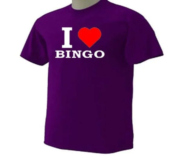 T Shirt I Love Bingo Heart Card Playing Game Dabbers Markers Funny Humor