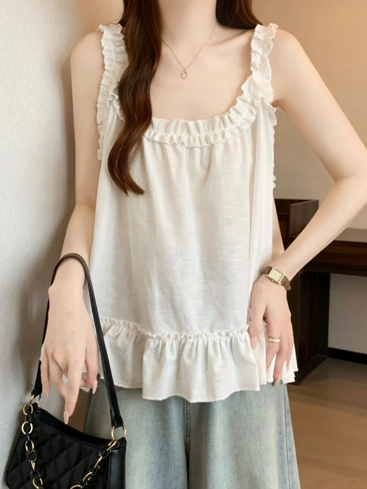 Gilet Svel allentato Top cinturino in legno Capispalla estivo di grandi dimensioni da donna Faion Sensation Abbigliamento interno Casual Sle