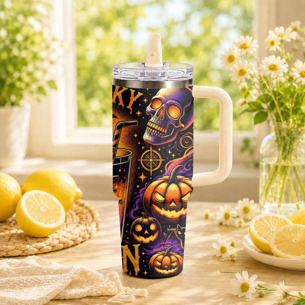 Retro Halloween Potion Vacuum Flasks 40oz Stainless Steel Insulated Tumbler Leakproof Vacuum Travel Mug Portable Coffee Cup