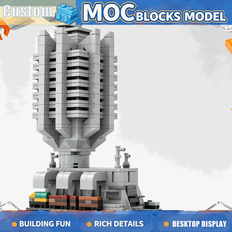 567PCS Brutalist Industrial Tower Building Blocks Modern Architecture Model Creative DIY Assembly Decoration Collection Display