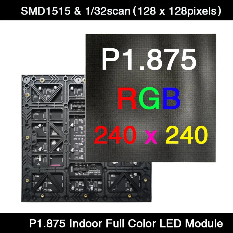 AiminRui High Resolution P1.875 Indoor 1/32 Scan 240*240mm 128*128 Pixels 3in1 RGB SMD Full Color LED Display Panel Module