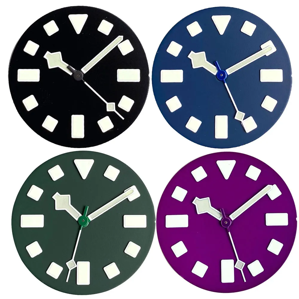 Tandorio 29mm Retro Black Green Blue Watch Dial Face Hands Set fit NH35 NH36 ETA2824 PT5000 Movement Luminous Marks Watch Parts