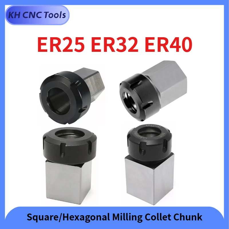 

Square/ Hexagonal Knife Set ER25 ER32 ER40 Square/Hexagonal Milling Collet Conversion Replaceable Extension Rod Splice Thread