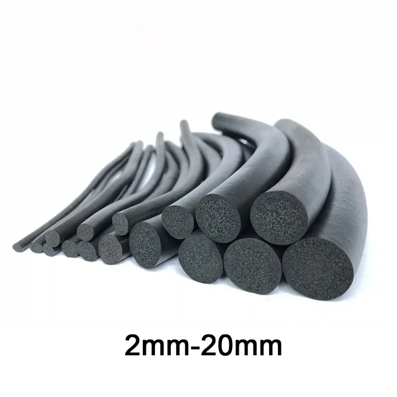 2/3/4/5/6/7-20mm EPDM Rubber Foam Seal Black Round Sponge Rubber Ring Used for Door Sealing and Car Accessories