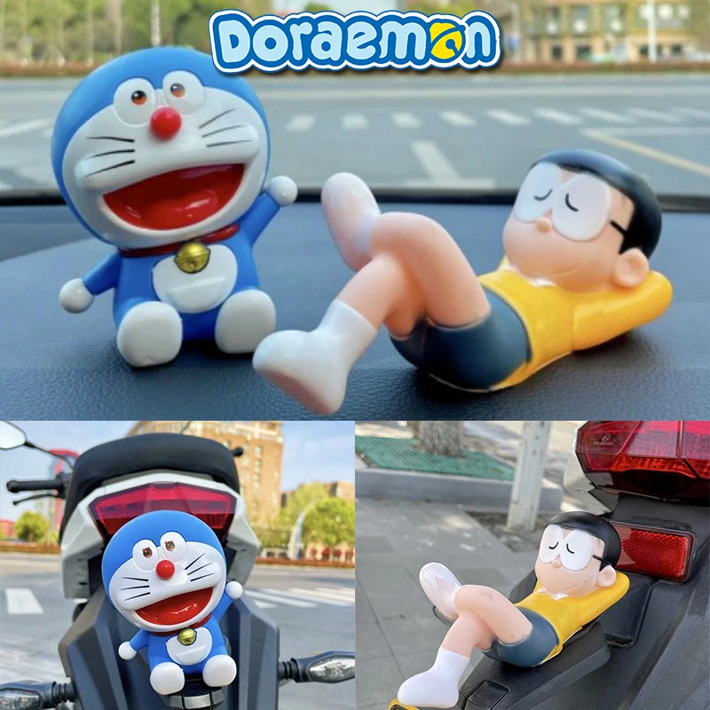 Cute Cartoon Doraemon Handpiece Anime Nobita Nobi Electric Car Motorcycle Decorative Doll Car Decorations Ornaments Ornaments