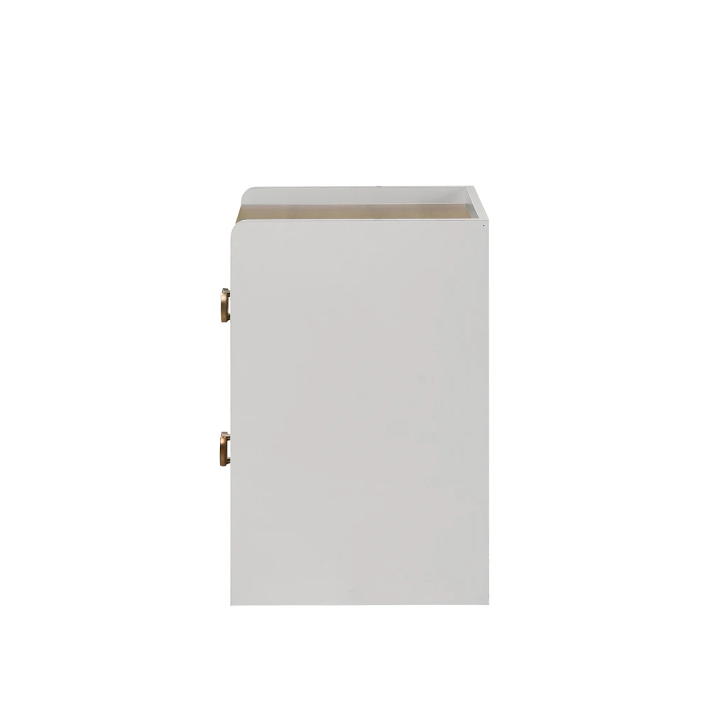 Contemporary Style 1pc Nightstand English Dovetail Drawers Curved Handles Dusty Oak and White Finish Bedroom Furniture
