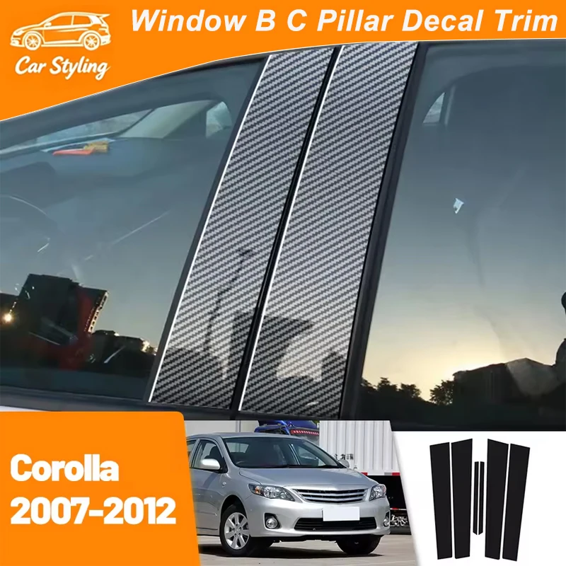 

For Toyota Corolla 2007-2012 2008 2009 2010 2011 Carbon Fiber Window Door Column Deal B C Pillar Post Cover Trim Sticker