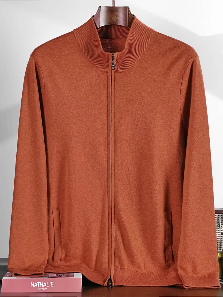 

Men's 100% Worsted Merino Knitted Jacket High-End Workmanship 2025 New Wool Cardigan Light Thin Autumn Winter Sweater YKK Zipper