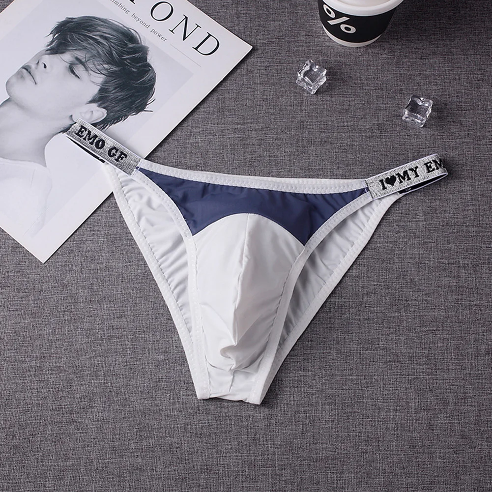 1pc Men Sexy Thongs Colorblock Underwear Briefs Low Waist U Shape Pouch Panties High Stretch Breathable Ultra Thin Underpants