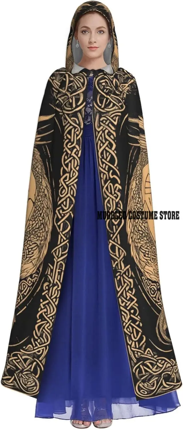 عباءة معالج ساحرة الهالوين بغطاء للرأس على شكل تنين كبير الحجم للبالغين، رداء تنكري لحفلات عيد الميلاد للمهرجانات والهدايا