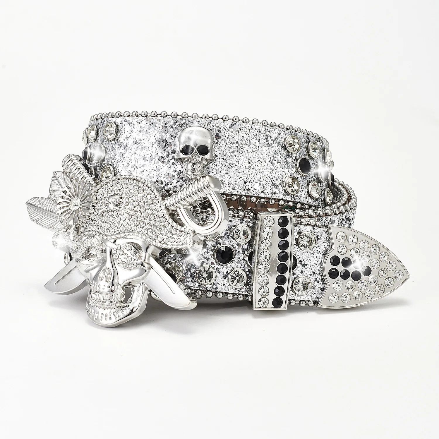 Western Pirate Rhinestone Punk Hot Girl Rock Fashion Belt men's women's belt With Jeans Causal Pants
