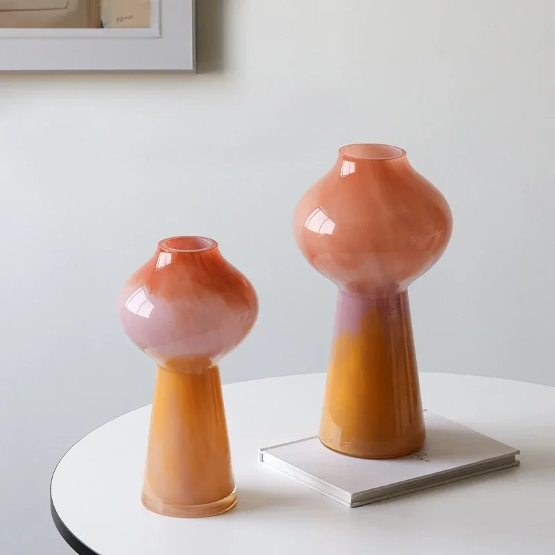 Glass Vase Gourd Colored Gradient Glass Bottle Hydroponic Flower Arrangement Terrarium Flower Vase Home Decoration