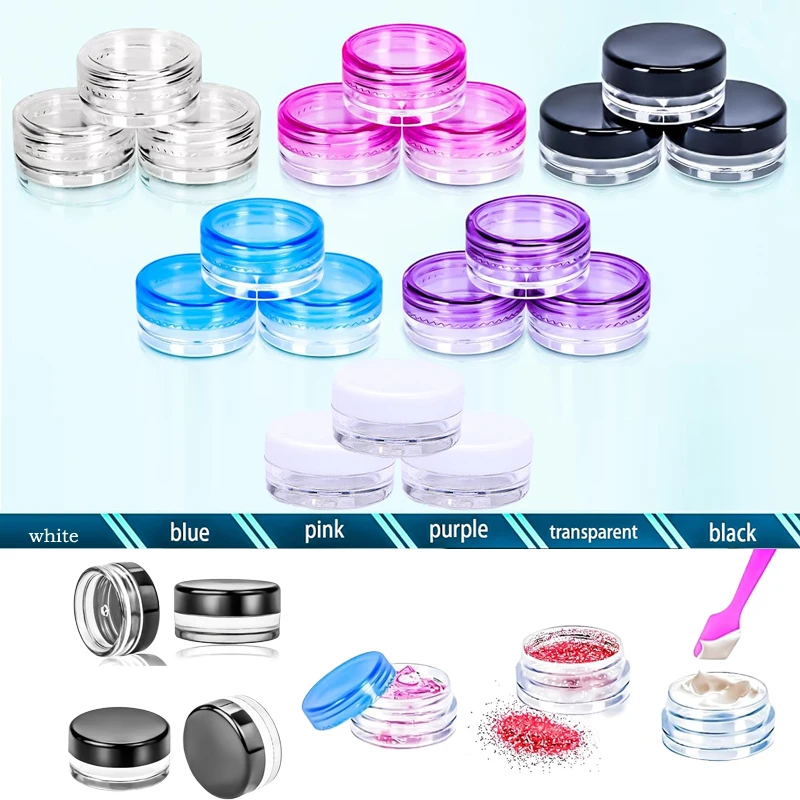 10Pcs 2/3/5/10/15/20g Mini Clear Round Plastic Cosmetic Jars w/ Lids Empty Travel Sample Jar Containers For Creams Nail Patch