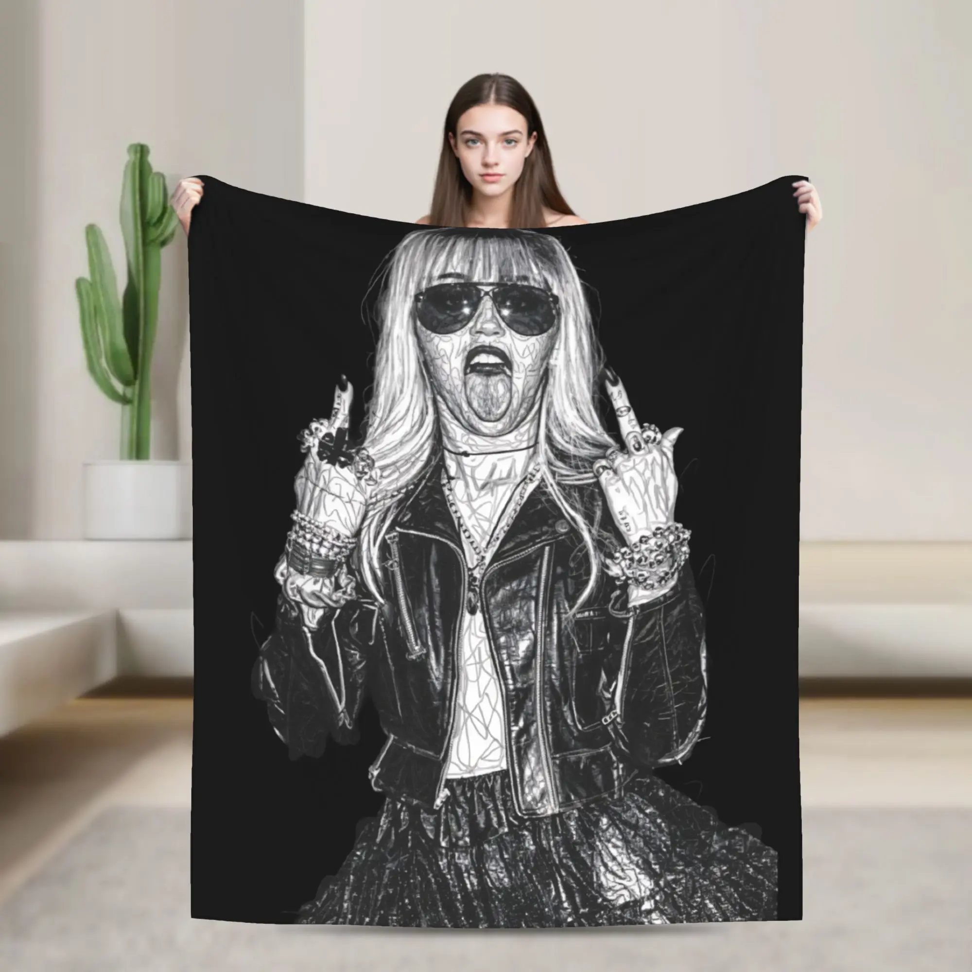 Mileys Cyruse Singer Flannel Blanket  Funny Throw Blanket for  Sofa Bedding Lounge 125*100cm Rug Piece