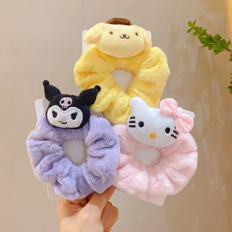 Sanrio Anime Plush Stuffed Hairpin Cartoon Figures Kuromi Cinnamoroll My Melody Cute Toys Hair Accessories Girls Birthday Gifts