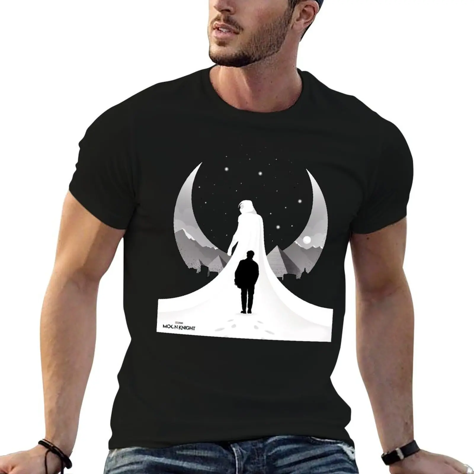 Moon And Knight T-Shirt customs graphic shirts t shirt men 100℅ cotton