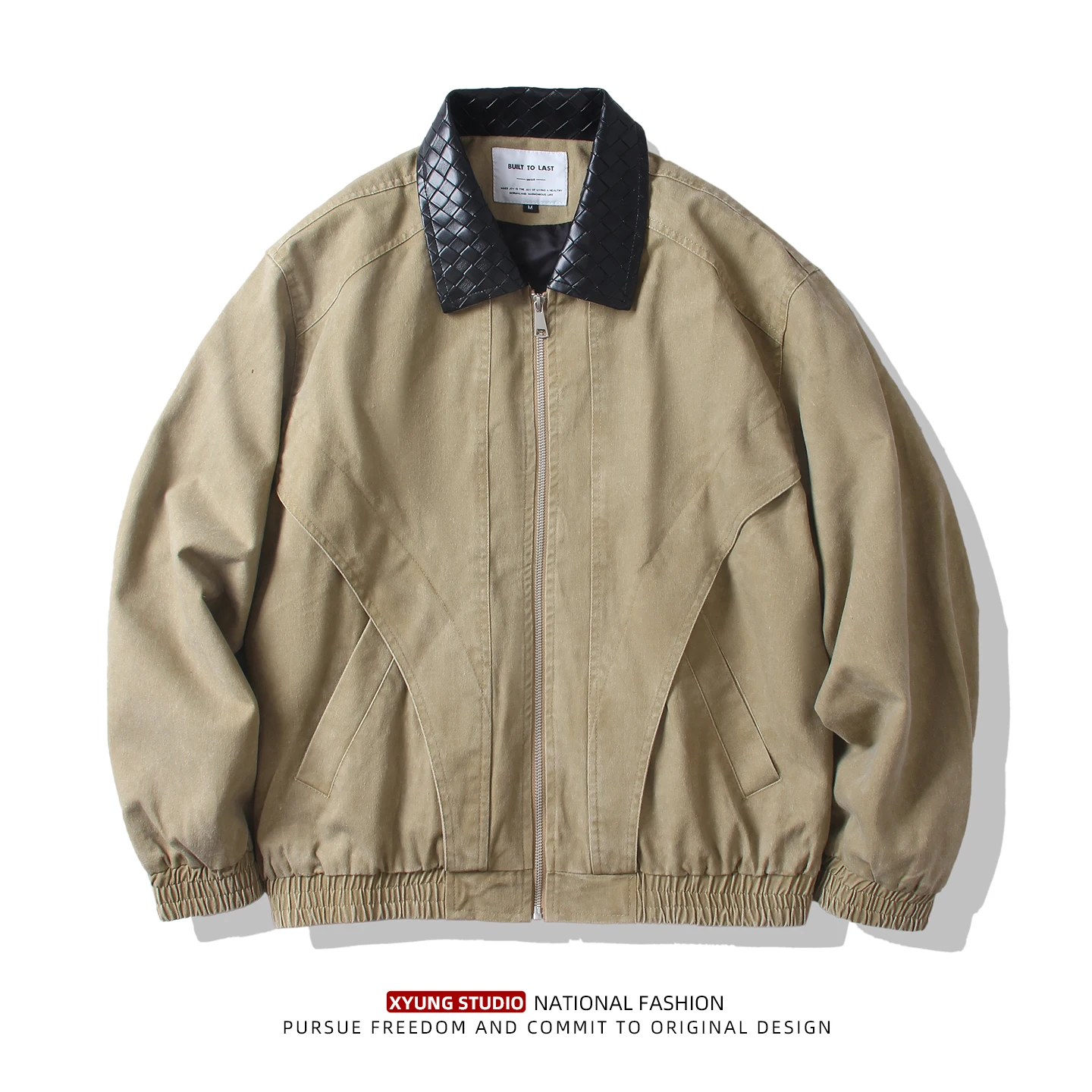 

Мужская куртка-жакет в стиле ретро, с лоскутным декором, деконструктированным воротником, в стиле рабочей одежды, из американского хлопка, длинная, повседневная