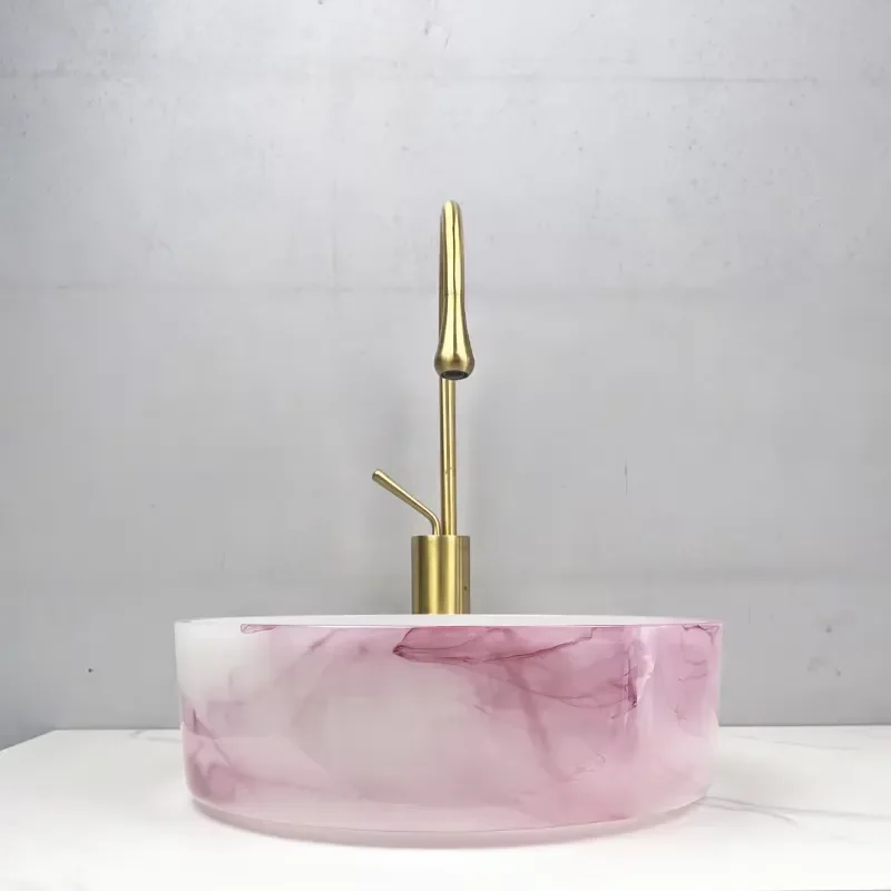 Bovia Round Ceramic Wash Basin Glazed Countertop Sink for Bathroom Balcony Home Use Modern Design Sanitary Ware Fixture