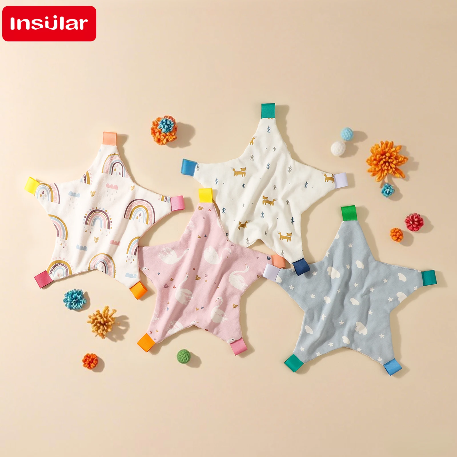 INSULAR Baby Soothing Blanket Label Sleep-aid Towel Newborn Appease Washrag Infant Handkerchief Comfortable Double-sided 0-1Y