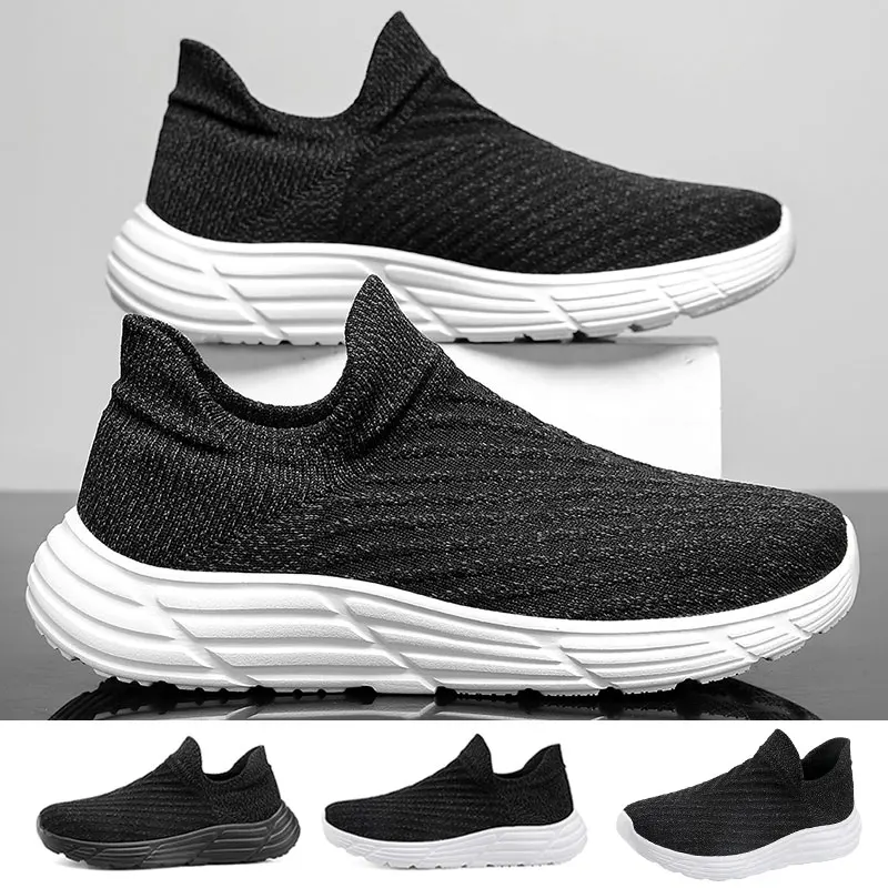 

Men Sneakers Low Top Casual Shoes Outdoor Breathable Hiking Shoes Summer Mesh Sock Shoes Slip on Soft Sole Plus Size 39-46