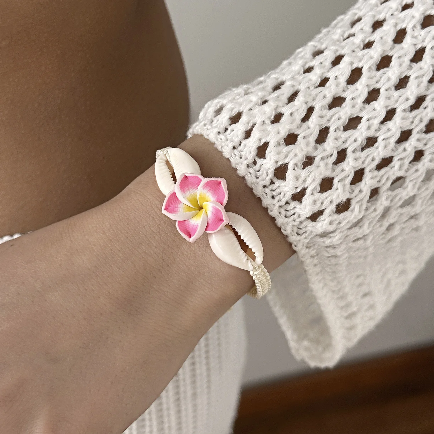 Luau Accessories Lovely Anklet Hawaiian Plumeria Bracelet Beaded Tropical Flower Bracelet For Beach Parties Hawaii Trip - view 4