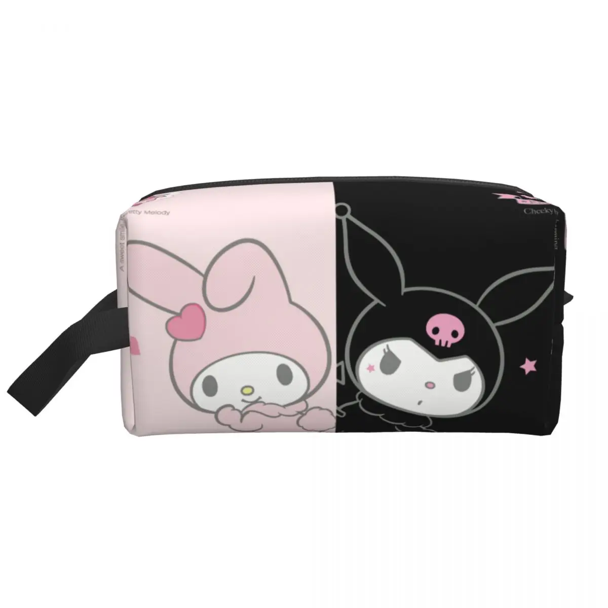 Custom Cute Cartoon Kuromi Skull Travel Toiletry Bag for Women Cute Rabbit Anime   Cosmetic Makeup Bag Beauty Storage Dopp Kit