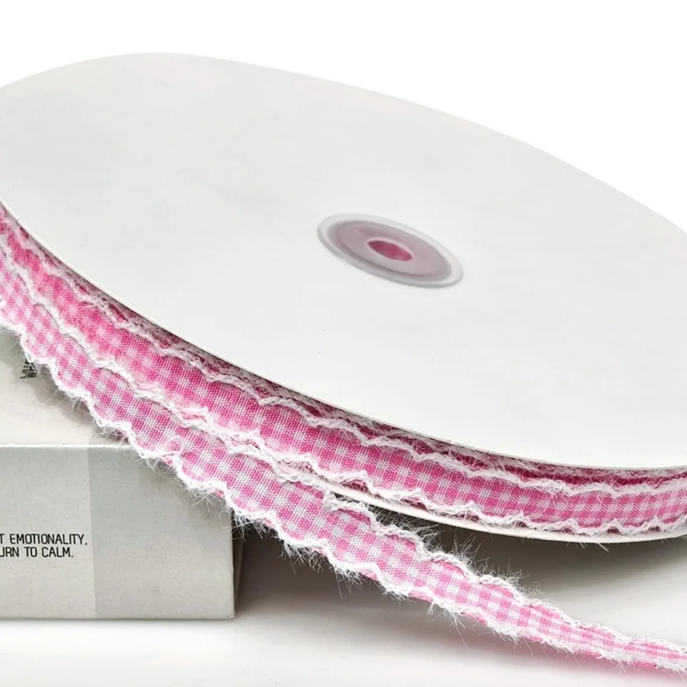 1cm Width Gingham Plaid Ribbon 2.5cm Width Frayed Edge Fabric Binding Tape Plaid Design Checkered Pattern Checkered Ribbon