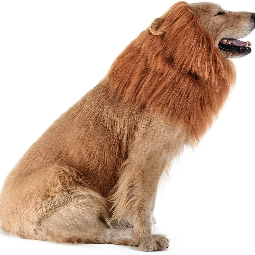 Lustige Haustier-Löwenmähne-Perücke mit Ohren, Hunde- und Katzen-Cosplay-Kostüm, Löwenkönig-Verkleidung, Kopfbedeckung, Halloween-Party, Foto-Requisiten – Detail 9