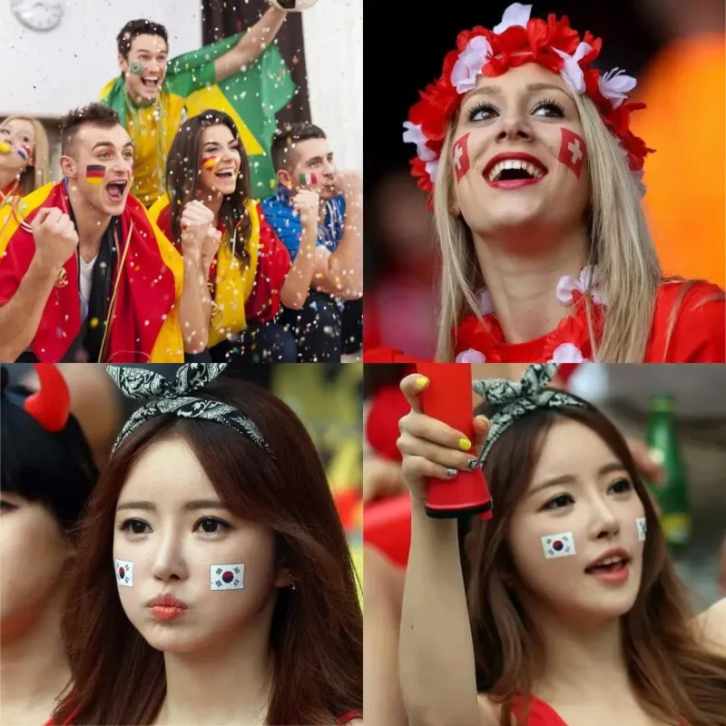 Disposable Facial and Arms Tattoos National Flag Stickers Football Fan Party Stickers and Labels Tattoos For 2024 European Cup