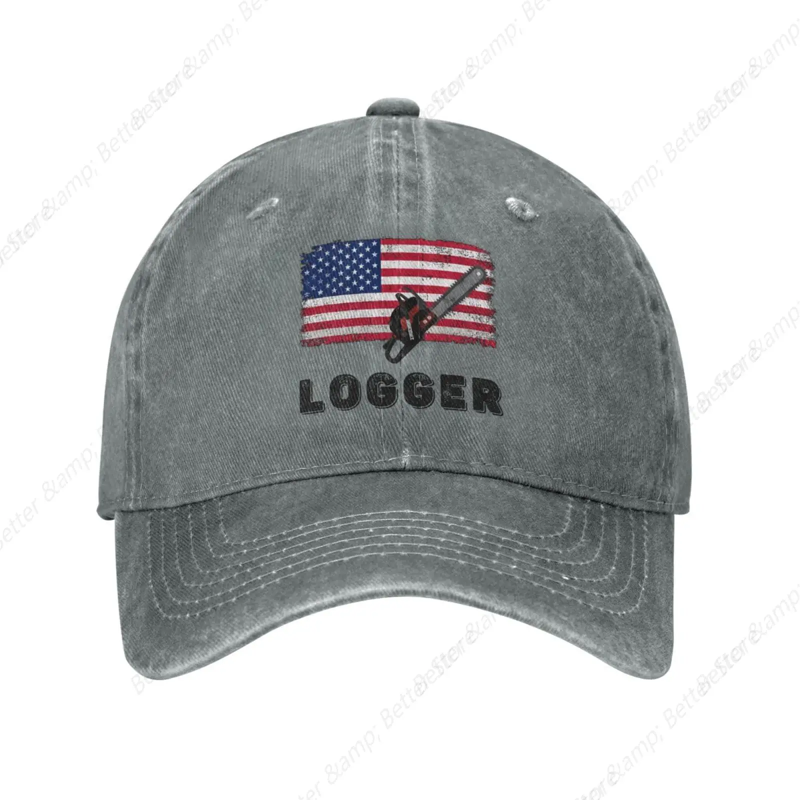 Vintage American Flag Chainsaw Logger Baseball Cap Casquette Dad Truck Flat Bill Snapback Brim Sports Denim Hip Hop Hat