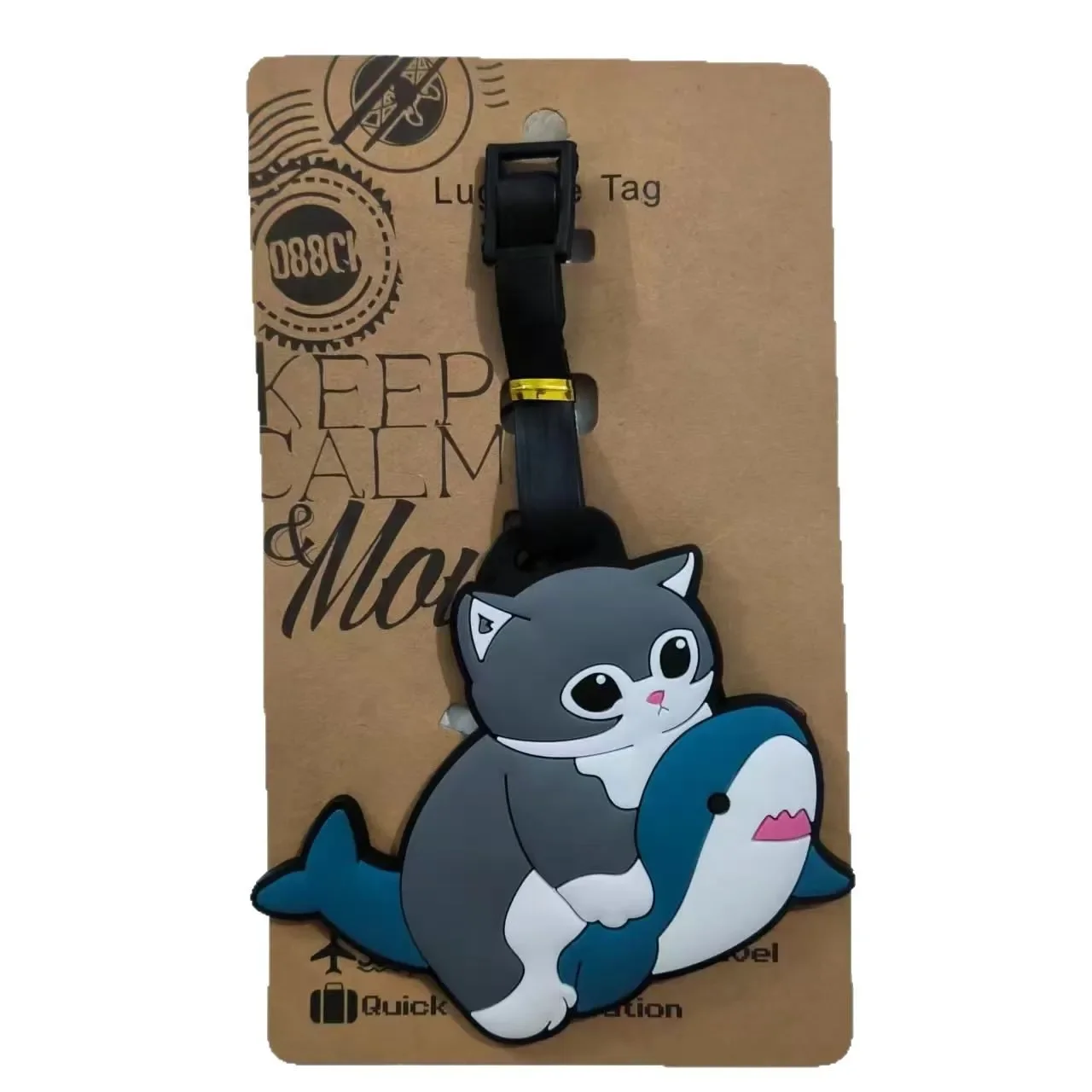 

New Cute Japanese Shark Cat Pendant PVC Dropping Adhesive Boarding Pass Luggage Accessories Anti Loss Pendant