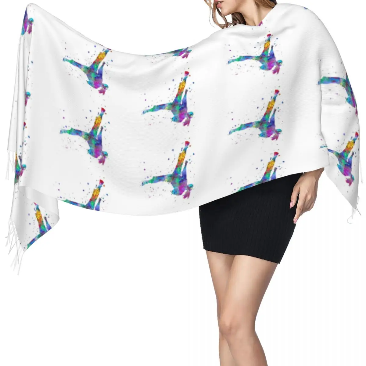 

Карате-истребитель, шарф с кисточками, женские мягкие теплые шали и накидки, длинная осенне-зимняя шаль, накидка