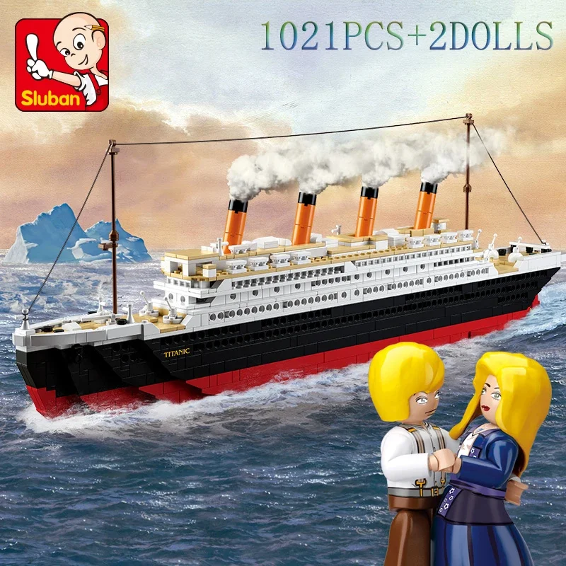 

1021PCS Titanic Building Blocks Classic Movie Luxury Cruise Ship Boat Model Bricks Set With Display Stand Kids DIY Toys Gifts