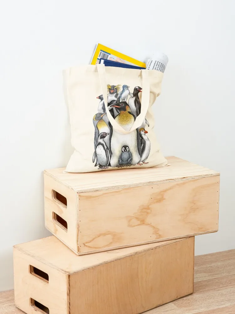 البطريق الهوس حمل حقيبة مخصصة حقيبة قماش قنب حقيبة الشاطئ المتسوق حقائب النساء البيئية #4