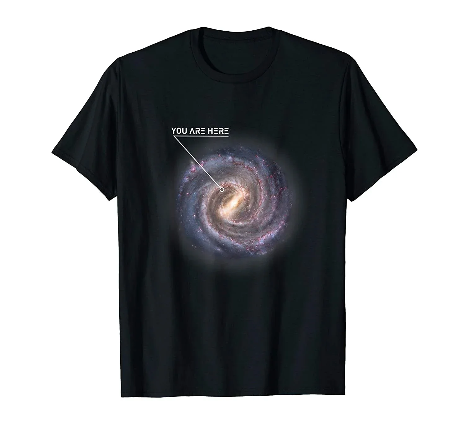 heavyweight Funny You Are Here Galaxy Astronomy Milky Way Space Sci-Fi T-Shirt Men Clothing Graphic T Shirts Streetwear Harajuku