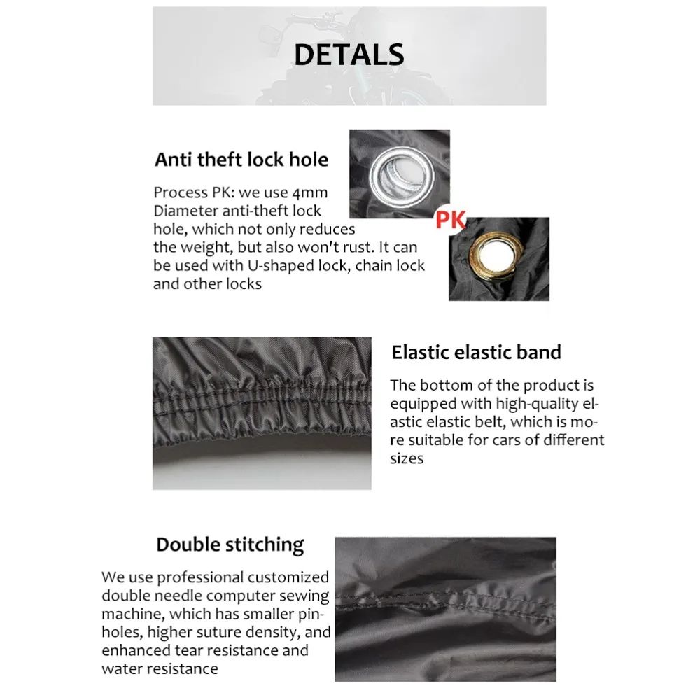 

210T Fabric Bike Cover Waterproof with Reflective Strip Motorcycle Cover Foldable Heavy Duty Electric Bike Cover