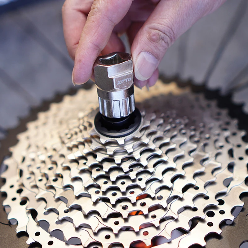 [SH] Herramienta de instalación y extracción de cassette de bicicleta, llave de vaso para piñón de bicicleta de carretera, herramienta de reparación y mantenimiento, 1 ud.
